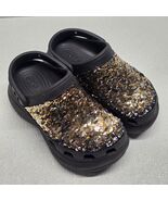 CROCS Womens Size 5 Classic Bae Gold / Black Sequin Platform Clog - $84.05