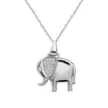 Sterling Silver Elephant with CZ Ear Pendant - £32.68 GBP