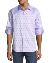 NWT ROBERT GRAHAM shirt LG purple polka dots $198 long sleeves sharp des... - £85.41 GBP