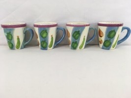 Dansk Handpainted Vegetables Tomato Pepper Zuchinni 8 oz Coffee Cups Mug... - £15.03 GBP