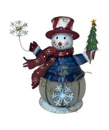 Patriotic USA Snowman Tealight Candle Holder Lantern Winter Christmas St... - $11.30