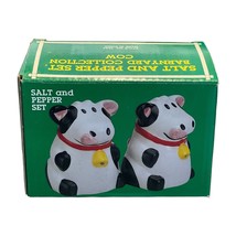 Vintage Salt and Pepper Shakers Set White Black Ceramic Barnyard Collectiom Cow - £15.02 GBP