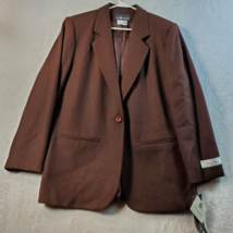 Sag Harbor Blazer Jacket Womens Size 12 Brown Pockets Single Breasted One Button - £28.34 GBP