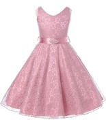 DressForLess Lovely Lace V-Neck Flower Girl Dress (size 16) - $18.99