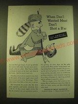 1950 American Meat Institute Ad - When Dan'l wanted meat Dan'l shot a B'ar - £14.65 GBP