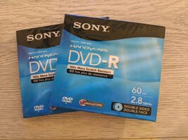 Sealed 2 Pack Sony Handycam 2.8 GB 60 Minute Double Sided Double Face DV... - $14.38