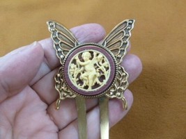 (chs54-9) Cupid angel burgundy + ivory cameo Butterfly hairpin stick acc... - £23.08 GBP