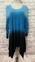 Philosophy Womens Tie Dye Turquoise Blue Shark Bite Hem Tunic Top Size M NEW - £25.54 GBP