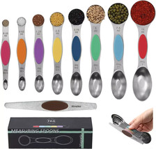 Magnetic Dual Sided Measuring Spoons w/ Leveler Stainless Kitchen Tool -Set of 9 - £13.12 GBP