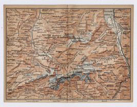 1893 Antique Map Vicinity Of Engelberg Sarnen Altorf Titlis Alps Switzerland - £17.71 GBP