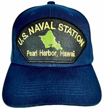 U.S. Naval Station Pearl Harbor Hawaii Embroidered Patch Hat Baseball Cap Blue - £12.62 GBP