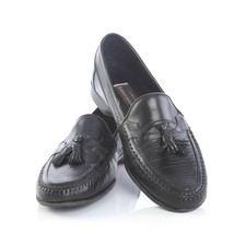Johnston Murphy Black Leather Tassel Loafers Dress Shoes Mens 10 M Italy - £31.49 GBP