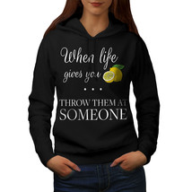 Wellcoda Life Lemon Throw Womens Hoodie, Funny Casual Hooded Sweatshirt - £29.22 GBP