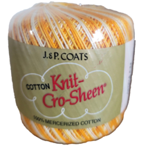 1 J &amp; P Coats Knit-Cro-Sheen Mercerized Cotton 150 Yards Shaded Yellows ... - $3.95