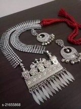 Indian Women Silver Oxidized Necklace Set Bohemian Gypsy Fashion Jewelry Gift - £24.30 GBP