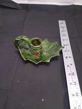 Vintage Christmas Holly Leaf With Berries Candle Holder, &#39;80s - £6.06 GBP