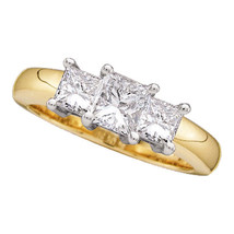 14kt Yellow Gold Princess Diamond 3-stone Bridal Wedding Engagement Ring 3/4 Ctw - £966.59 GBP
