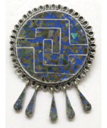 Vtg 925 Taxco &quot;TERE&quot; BROOCH/PIN PENDANT Round~Dangles~Sterling Silver~Tu... - $24.93