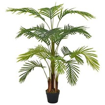 H.BETTER Artificial Plant Palm with Pot 47.2&quot; Green Artificial Tree Home... - £76.65 GBP