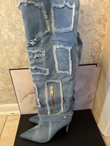 denim thigh high boots - $372.70 MXN