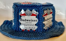 Anheuser-Busch Budweiser Lager Beer Knitted Crochet Beer Panel Hat Vintage 1970s - £18.90 GBP