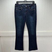 American Eagle Jeans Womens 10 Skinny Kick Stretch Blue Denim Sequin Wes... - $27.99