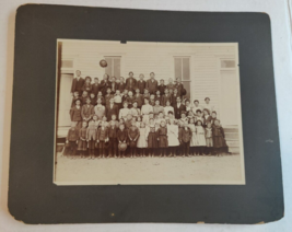 Vintage Cabinet Card Group of 57 School Children and Teachers in Front of School - £27.62 GBP