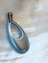 Estate Bluish Gray Thick Metal Open Teardrop MODERNIST Pendant  – 2  x 0.75 inch - £8.14 GBP