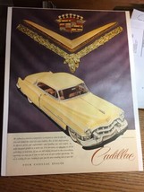 1953 CADILLAC Yellow Coupe de Ville with gold diamond necklace Vintage Ad - £20.76 GBP