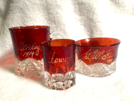 Antique Ruby Red Flash Souvenir Glasses- 3 in Total - £51.31 GBP