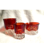 Antique Ruby Red Flash Souvenir Glasses- 3 in Total - $65.00