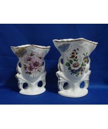 Two  Vieux Bruxelles Porcelain Coronet Vases, Paired - Vtg. Mid Twentiet... - $50.00