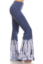 Women&#39;s Chatoyant Blue and White Dip Dyed Bell Bottom Stretch Yoga Pants... - £35.55 GBP