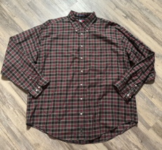 Tommy Hilfiger Shirt Men&#39;s XXL Red Black Plaid Button Up Vtg Y2K - $14.49