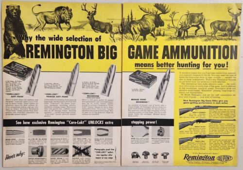 1955 Print Ad Remington Big Game Rifles & Ammunition Moose,Elk,Deer & Bear - $23.23