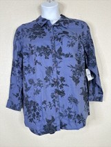 NWT Catherines Womens Plus Size 0X Purple Floral Button-Up Shirt Long Sleeve - £22.95 GBP