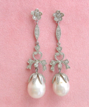 ESTATE EDWARDIAN .44ctw DIAMOND 10mm BAROQUE PEARL STUD DANGLE COCKTAIL ... - €2.321,06 EUR