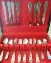 31 Pc SET TOWLE PUEBLO PATTERN AZTEC GEOMETRIC DESIGN  STAINLESS FLATWARE - £78.69 GBP