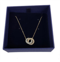 Swarovski Stone Necklace Intertwined Circles, White, Rose Gold-Tone 5414999 - $91.67
