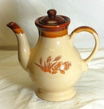 Ceramic Brown Drip Teapot Wheat Pattern - $26.72