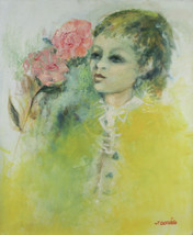&quot;Girl With Flower&quot; By Jordi Bonas Signed Oil On Canvas 20&quot;x24&quot; w/ Coa - £1,305.90 GBP