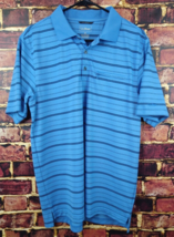 LL Bean Mens Polo Shirt Short Sleeve Striped Blue Medium M - £6.00 GBP