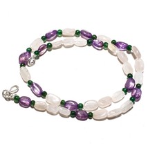 Rose Quartz Natural Gemstone Beads Jewelry Necklace 17&quot; 94 Ct. KB-600 - £8.68 GBP