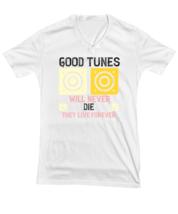 Music TShirt Good Tunes Will Never Die White-V-Tee  - £17.49 GBP