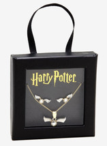 Harry Potter Bioworld Golden Snitch Gold Tone Matching Necklace and Earr... - £17.80 GBP
