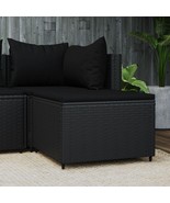 Patio Footrest with Cushion Black Poly Rattan - $185.93 CAD