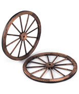 Set of 2 30&quot; Decorative Vintage Wood Garden Wagon Wheel Wall Decor w/Ste... - £80.12 GBP
