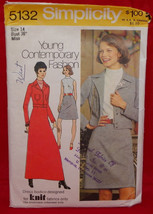 Vintage 1972 Simplicity 5132 Sewing Pattern Dress &amp; Jacket 18 Pieces Size 14 - £5.88 GBP