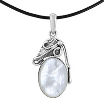 Nature&#39;s Treasure Oval White Pearl in Sterling Silver Vines Pendant Necklace - £25.47 GBP