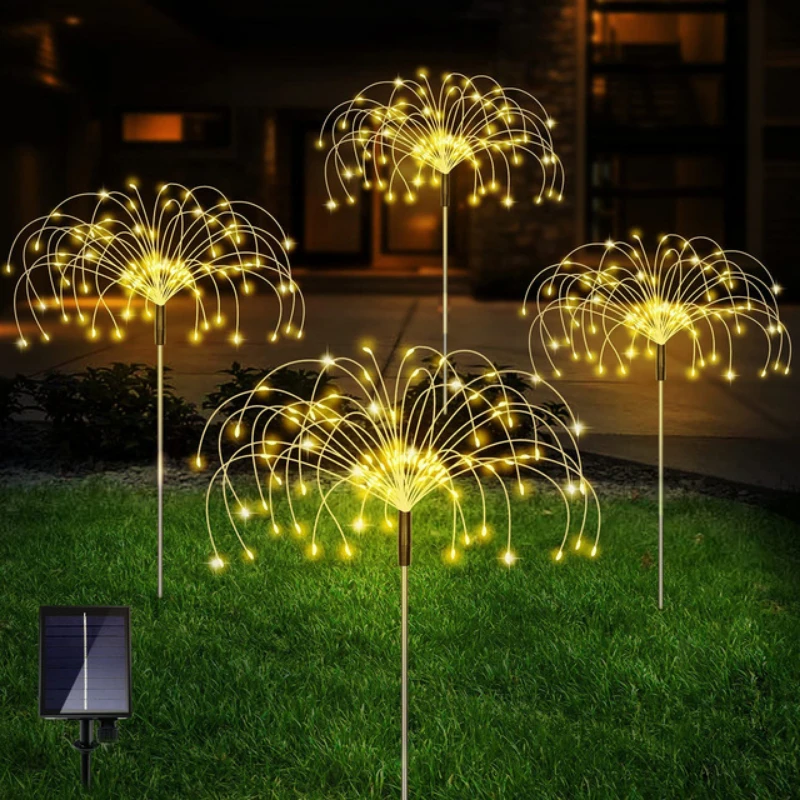4pcs Solar LED Firework Fairy Lights Outdoor Garden Decoration Lawn Pathway Ligh - £121.06 GBP